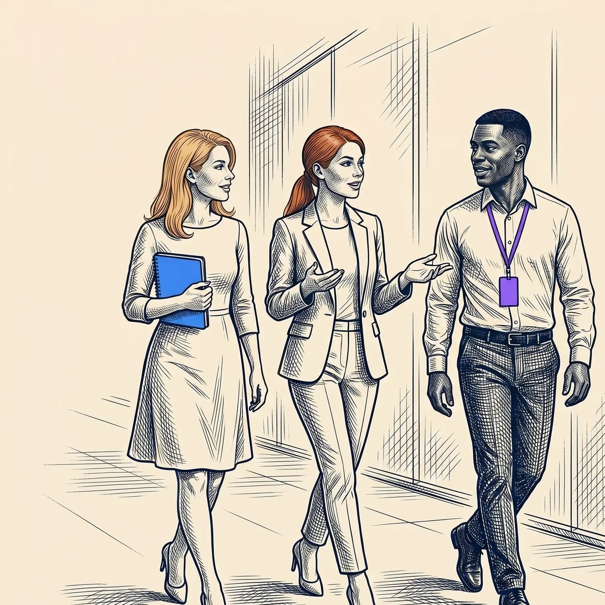 Olivia Atkin walking and mentoring two clients